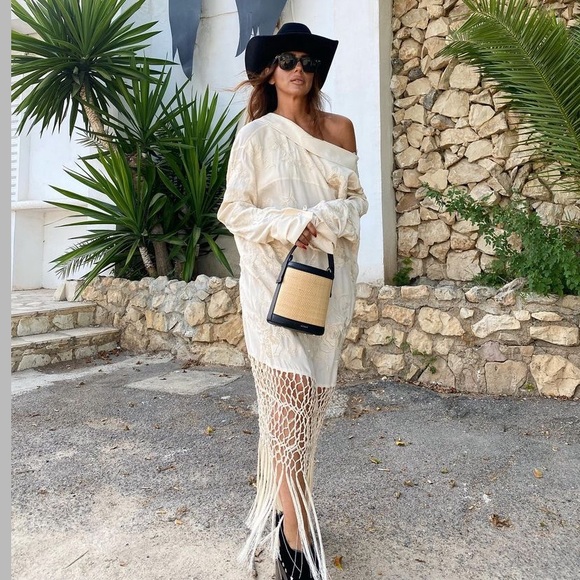 Zara embroidered macrame dress limited edition Size M-L - Picture 4 of 14